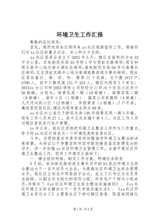 2024年环境卫生工作汇报