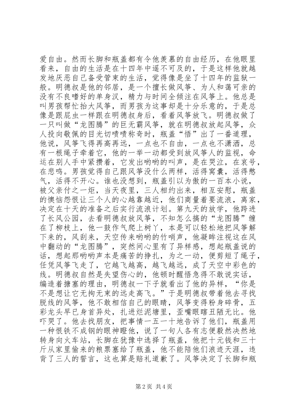 2024年自由风筝读后感_第2页