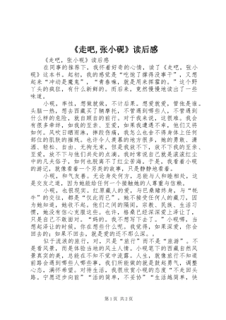 2024年走吧张小砚读后感