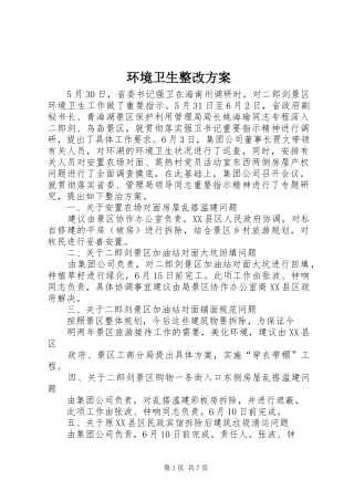 2024年环境卫生整改方案