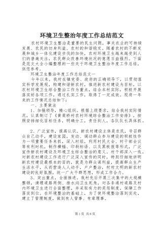2024年环境卫生整治年度工作总结范文