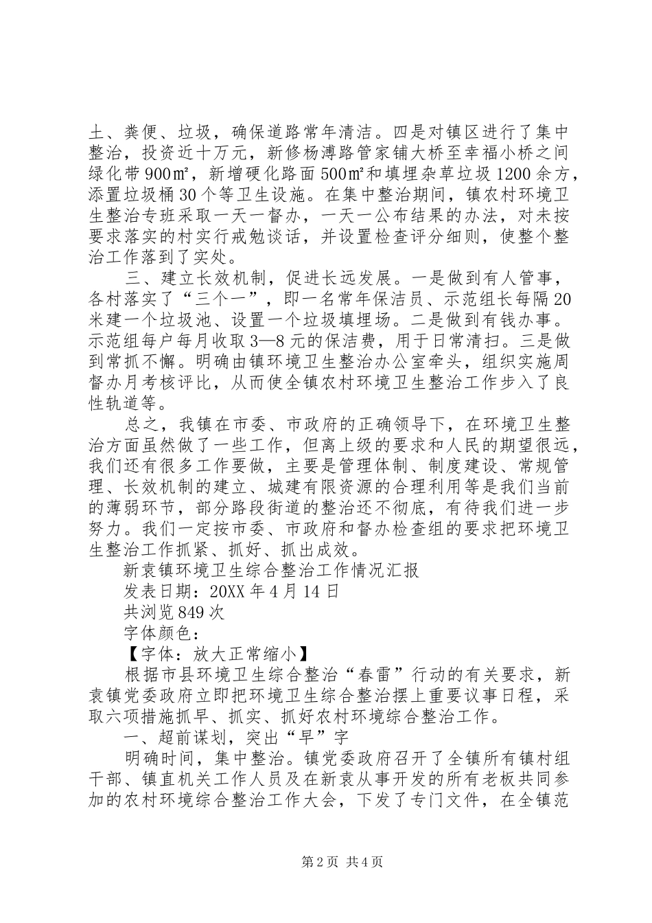 2024年环境卫生专项整治工作汇报_第2页