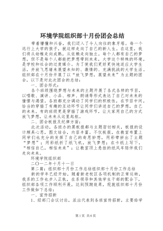 2024年环境学院组织部十月份团会总结