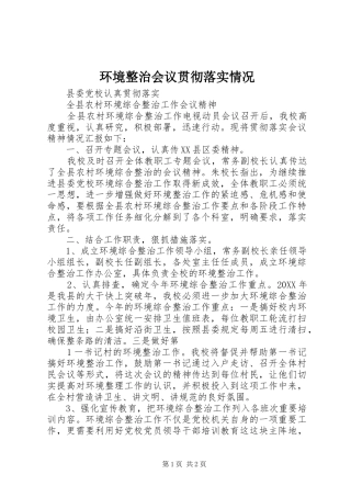 2024年环境整治会议贯彻落实情况