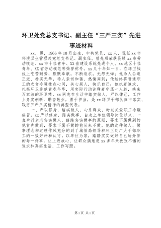 2024年环卫处党总支书记副主任三严三实先进事迹材料