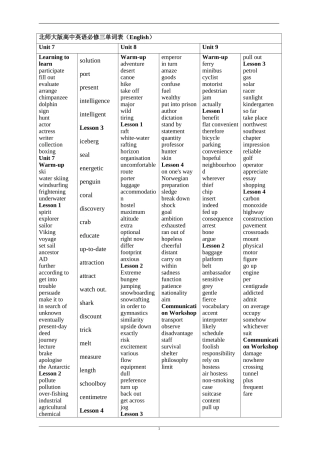 北师大版高中英语必修三单词表