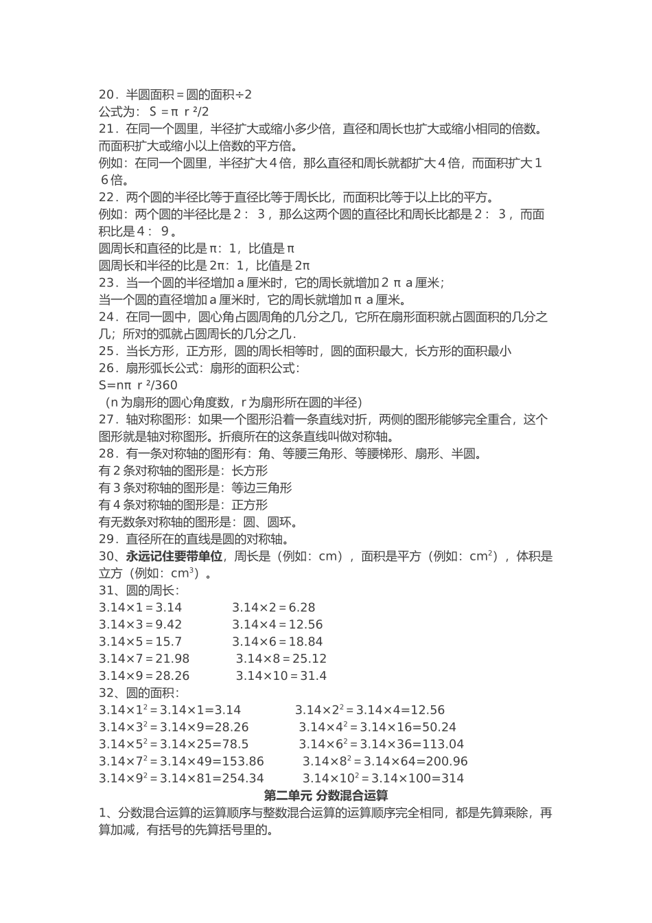 北师大版六年级数学上册知识点汇总_第2页