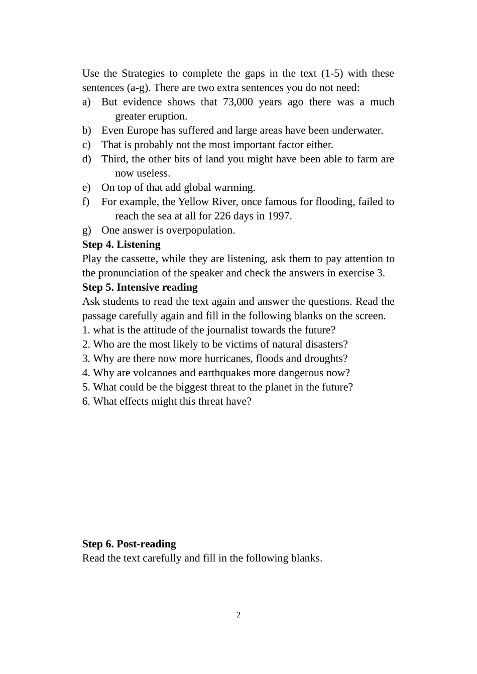 北师大版模块8-Unit-22--Lesson-3-Natural-Disasters的教案_第2页