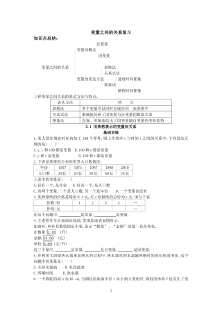 北师大版七年级变量之间的关系