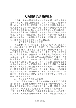 2024年人民调解组织调研报告