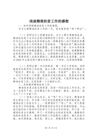 2024年浅谈精准扶贫工作的感想