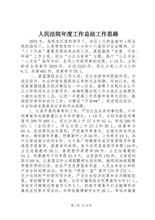 2024年人民法院年度工作总结工作思路