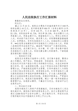 2024年人民法院执行工作汇报材料