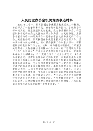 2024年人民防空办公室机关党委事迹材料