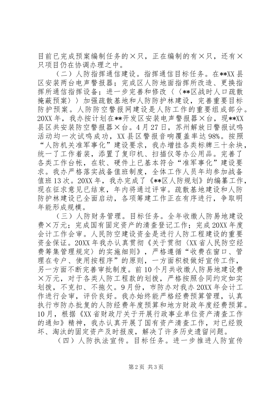 2024年人民防空年度工作任务完成情况自查报告_第2页