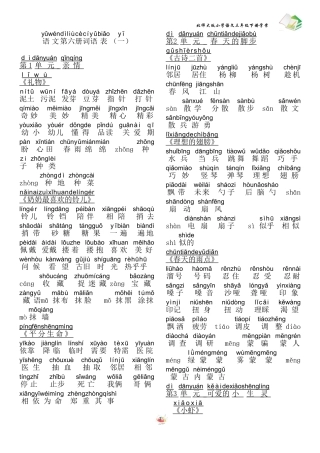 北师大版三年级下册词语表(注拼音)