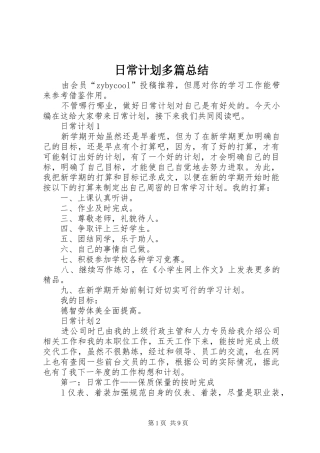 2024年日常计划多篇总结
