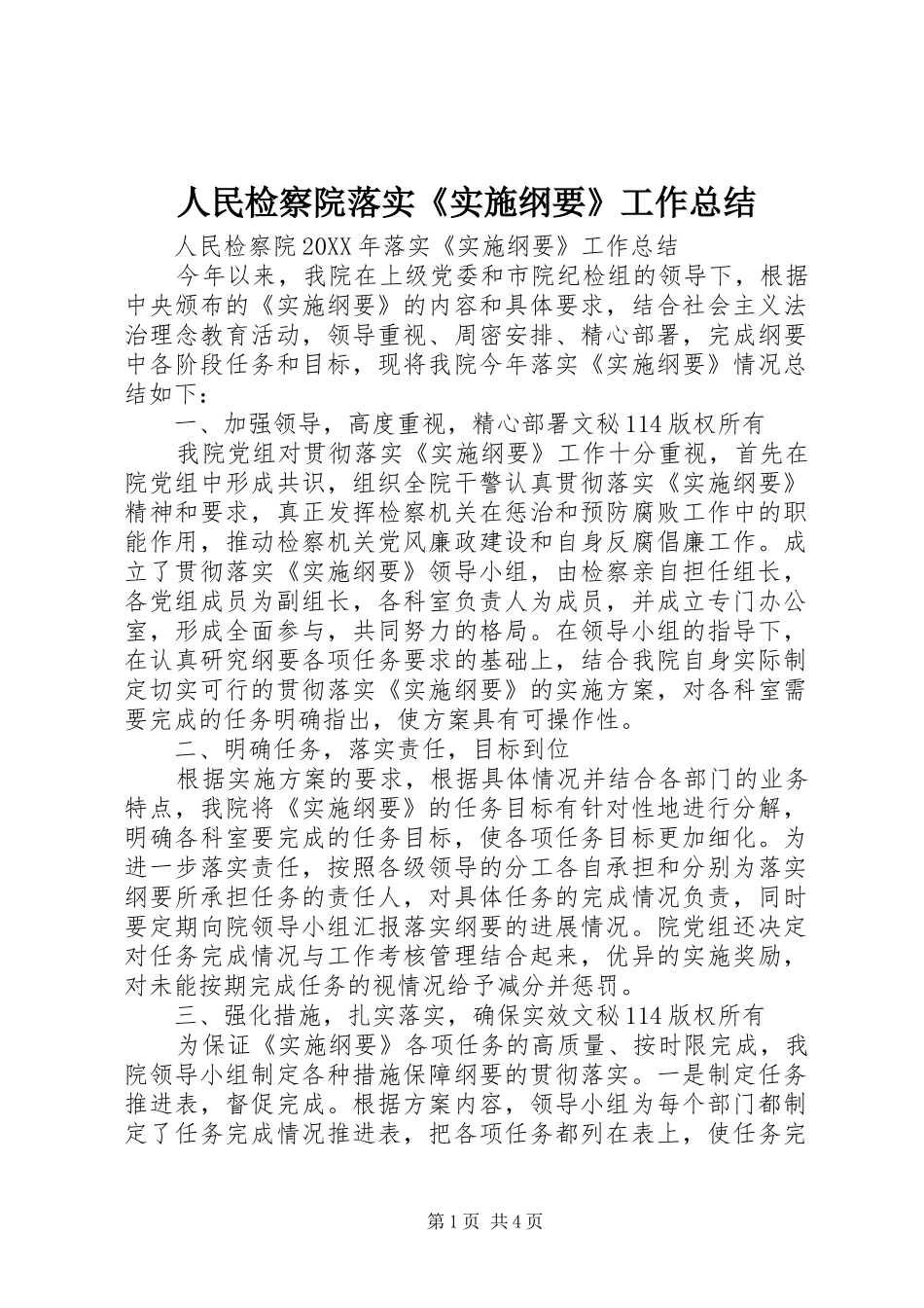 2024年人民检察院落实实施纲要工作总结_第1页