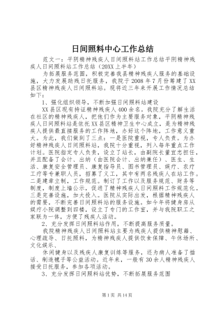 2024年日间照料中心工作总结