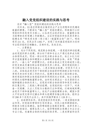 2024年融入党党组织建设的实践与思考