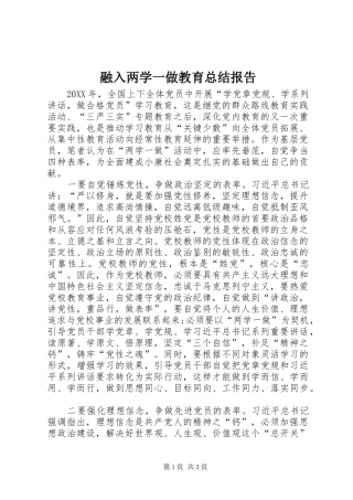 2024年融入两学一做教育总结报告