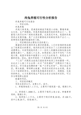 2024年肉兔养殖可行性分析报告