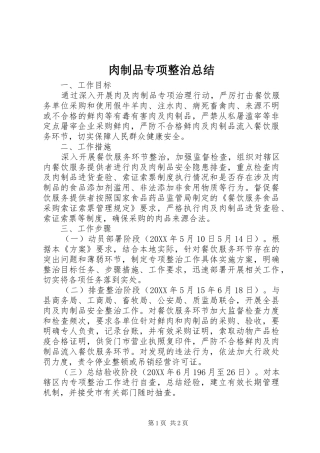 2024年肉制品专项整治总结