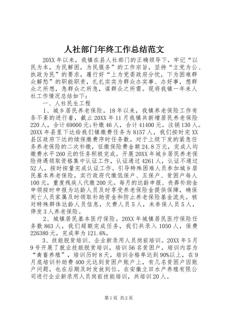 2024年人社部门年终工作总结范文_第1页