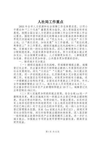2024年人社局工作重点