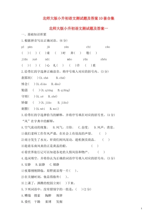 北师大版小升初语文测试题及答案11套