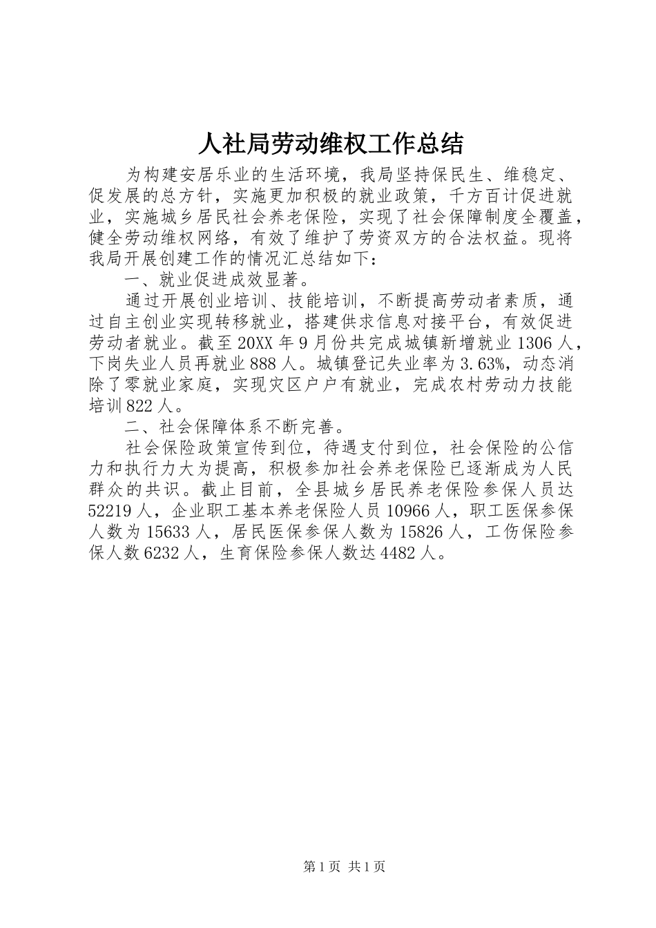 2024年人社局劳动维权工作总结_第1页