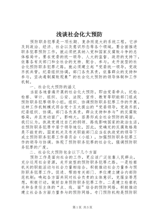 2024年浅谈社会化大预防