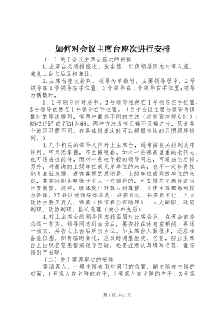 2024年如何对会议主席台座次进行安排