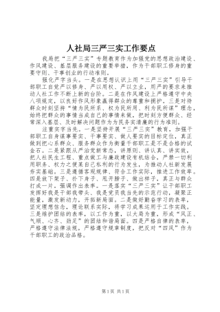 2024年人社局三严三实工作要点