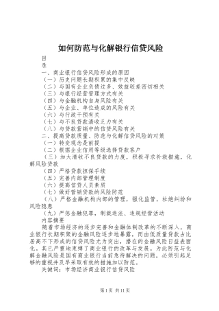 2024年如何防范与化解银行信贷风险