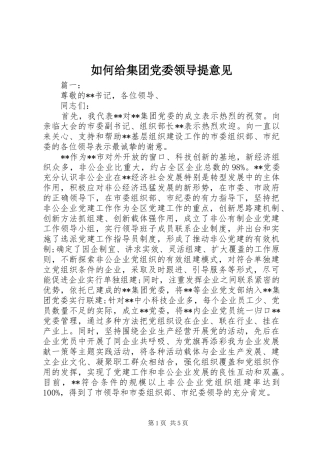 2024年如何给集团党委领导提意见