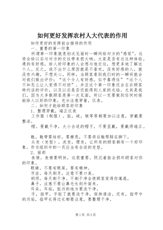 2024年如何更好发挥农村人大代表的作用