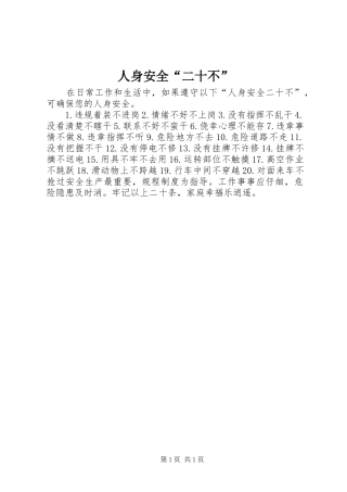 2024年人身安全二十不