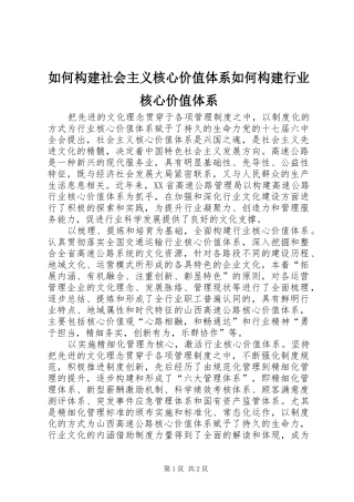 2024年如何构建社会主义核心价值体系如何构建行业核心价值体系