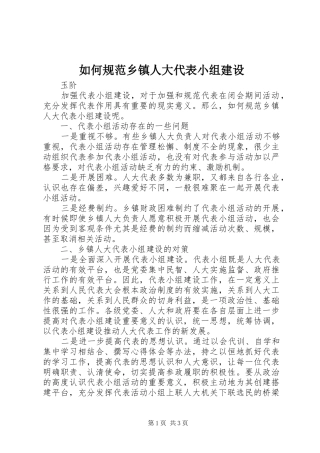 2024年如何规范乡镇人大代表小组建设