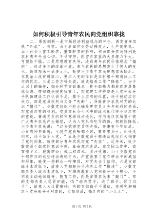 2024年如何积极引导青年农民向党组织靠拢