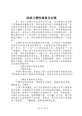 2024年浅谈习惯性规章及对策
