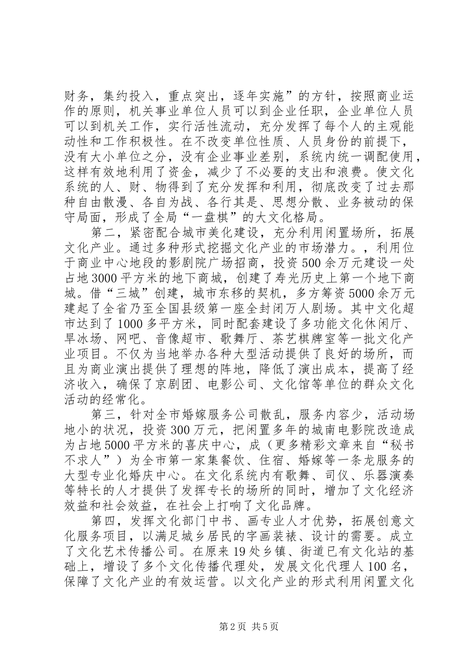 2024年浅谈县级文化产业工作_第2页