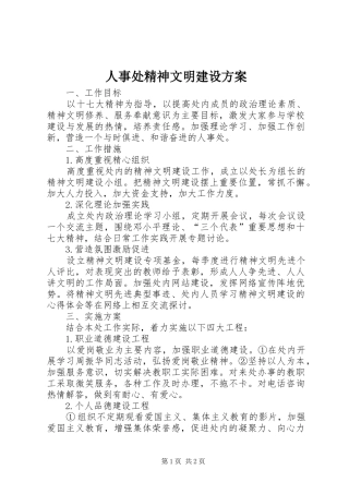 2024年人事处精神文明建设方案