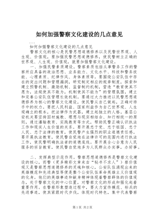 2024年如何加强警察文化建设的几点意见