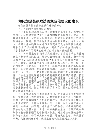 2024年如何加强县级政法委规范化建设的建议