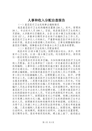 2024年人事和收入分配自查报告