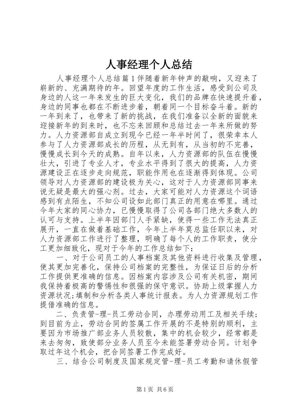 2024年人事经理个人总结_第1页