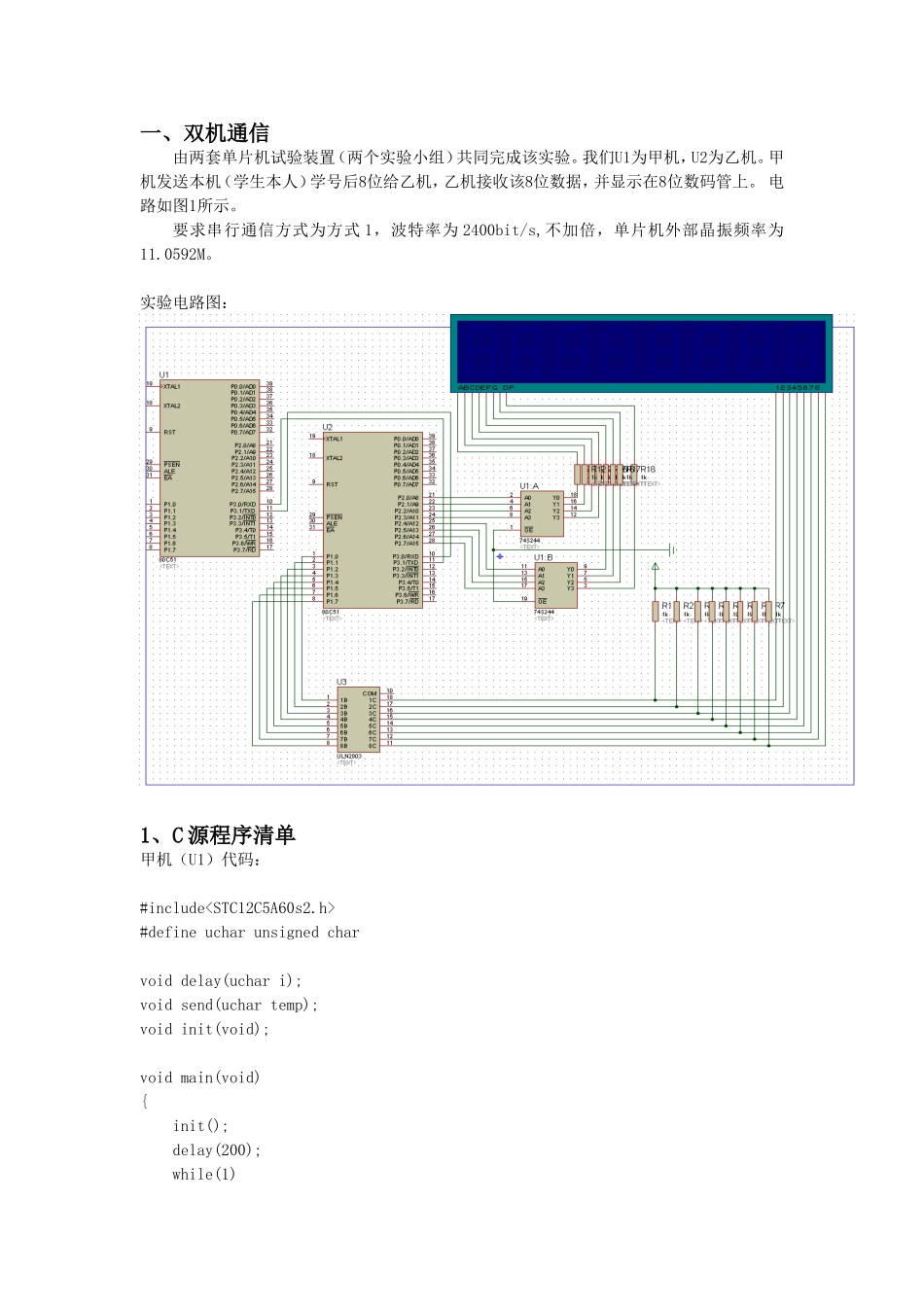 单片机串行通信实验报告_第2页