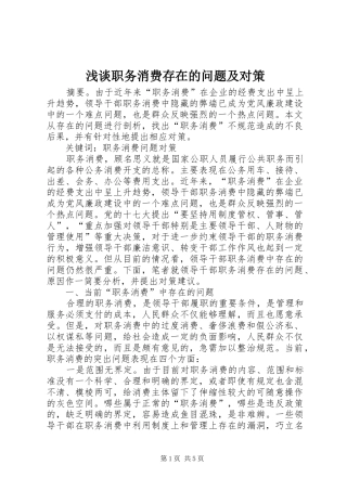 2024年浅谈职务消费存在的问题及对策